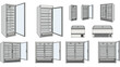 © MD - Collection of commercial refrigeration equipment features various types of glass door refrigerators and horizontal chest freezers for shops.