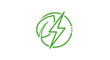© Wisnu505 - Green lightning bolt logo emblem on white background.