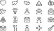 © MstParvin - Minimal wedding love and romance outline icon set for marriage celebration invitation event user interface web app vector