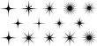 © Garun Creative - Black Star And Sparkle Silhouette Shapes Set With Radiating Light Burst Decorative Vector Illustration