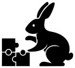 © Андрій О. - Stylized Rabbit Assembling Puzzle Pieces Vector Illustration Black Icon