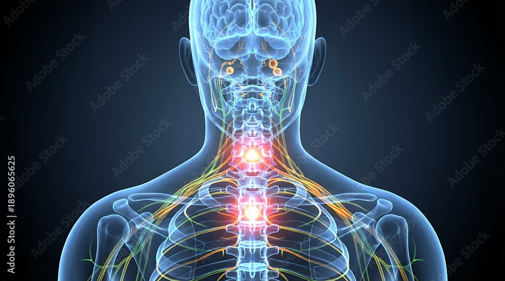 Detailed 3D rendering showcases the human nervous system brain and ...