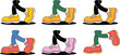© VectorsCollection - Set of Human Legs and Feet Wearing Colorful Shoes and Sneakers in Various Walking and Standing Positions