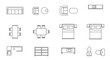 © arjuna davin - Collection of furniture icons top view architectural drawings.