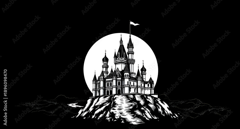 Vector Image Rampart castle, fortress, tower, silhouette, medieval, building, stone, palace ...