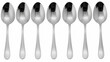 © Svetlana Kulakova - Minimalist Arrangement of Stainless Steel Spoons  Set of shiny stainless steel spoons arranged in a row on white background