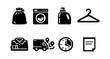© 4zevar - Laundry icon set: washing machine, detergent, hanger, delivery, time, receipt