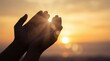 © Mahmudul - Generative AI of Human Hands Praying Towards the Sun with Beautiful Light Rays