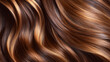 © Maksym - Close-up still life of brown womenâs hair, silky strands flowing diagonally across the frame, soft light enhancing shine, shallow depth of field, elegant beauty detail shot