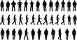© MstSalina - Male silhouette standing and walking poses set, black human figures for animation reference, character design, motion study, isolated vector illustration
