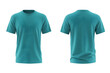© ENRAM - Teal Tshirt ghostmannequin mockup with front view and back view isolated on white background