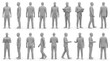 © With Manik - A collection of gray faceless human figures in various poses and clothing arrangements high quality professional
