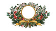 © Areena - Elegant Festive Wreath Ornament Frame with Ribbon Details Vector Art