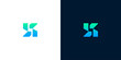 © anello - Dynamic abstract geometric logo concept showcasing a stylized letter S or K shape, rendered in a vibrant blue-green gradient, ideal for technology, startup, or modern business branding