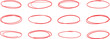 © Janith - 'Hand-drawn red oval highlight frames set – sketch marker circles and doodle ellipse outline collection stock illustration'