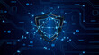 © Natthakan - Abstract technology shield symbol with circuit board. Cyber ​​privacy and data protection concept. Modern security technology innovation background.