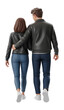 © BiswajeetM. - 3D Couple Walking Hand in Hand Wearing Leather Jackets for Fashionable Look