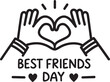 © uniquenaznin - A simple black and white line art illustration celebrating best friends day with hands forming a heart