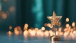 © tashechka - Glistening star trophy stands on a table under soft light at a celebration event