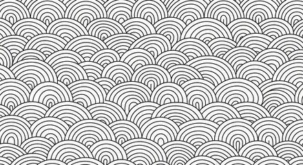  Black And White Concentric Semicircles Seamless Pattern