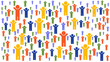 © IsratJahan - Large diverse group of colorful abstract people icons celebrating, demonstrating unity and community with raised hands
