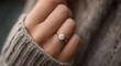 © vasyl pshyk - Woman shows diamond ring while wearing a sweater in soft light during the morning