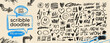 © Anastasiia Hevko - Scribble doodle note elements collection. Crayon drawn doodle childish illustration for hand drawn note, journaling and funky design. Texture sketch shapes and lines, handwritten lettering.