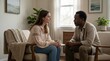© The_Believer  - Diverse couple in therapy session discussing emotional issues and relationship challenges