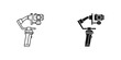 © ICON  WAREHOUSE - Black and white camera tripod mount clip vector illustration isolated