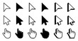 © dlyastokiv - Mouse click cursor icon set. Cursor set in hand and arrow forms. Pixel cursor icon
