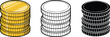 © Vector Store - Stack of Coins silhouette & Outline and illustration set isolated on transparent background