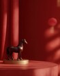 © nanskyblack - Zodiac horse statue on round stage podium, Lunar New Year mockup scene