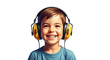 © Rameesha - A smiling child wearing colorful hearing protection headphones
