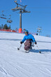 © Alex - A wheelchair user controls his descent down a mountain on a monoski