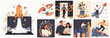 © stonepic - Stylized illustration set showing startup growth, innovation, teamwork, decision making, funding, and business success with modern creative and entrepreneurial concepts.