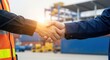 © Mariia - Business handshake between logistics partners at industrial cargo terminal, symbolizing supplier client relationship, logistics agreement, supply chain cooperation and international trade