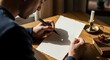 © Waris - Man Writing on Paper at Desk.
