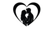 © MALA - Couple embracing within a heart shape romantic black design silhouette