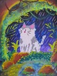 © Nanda - Oil pastel cat painting on the wall