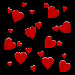 © Cam - Red Hearts Pattern on Black Background