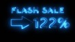 © Positive Thinking - Neon counting percentage number on black background. Neon sale 122% number text illustration. Neon sale with arrow sign.