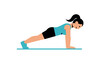 © Maestro - Fit woman doing a plank exercise on a mat, demonstrating a core strength workout routine suitable for health and fitness applications or wellness programs