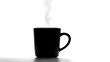 © Moddy - Steaming Black Coffee Mug: A solitary black coffee mug exudes warmth and comfort as wisps of steam gently rise. A perfect moment to enjoy a simple pleasure.