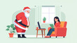 © buah - Santa Claus observes a woman using a laptop and tablet