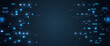 © prat - Symmetrical digital circuit boards flanking empty central space with glowing blue nodes