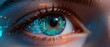 © Xidz - Close-up of a human eye with a futuristic digital circuit board pattern overlaid on the iris, representing artificial intelligence and advanced technology.