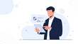 © Gatal - Businessman Analyzing Data on Tablet with Charts and Graphs