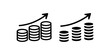 © Santa - Financial Growth Coins Chart Icon Set – Black and White Flat Symbol