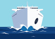 © Vector Factory - A stylized cruise ship cuts through waves, showcasing dynamic ship motion. Bold design, vibrant colors, and clear composition make this image ideal for commercial use.