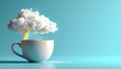 © wirbron - Morning daydream concept – coffee cup filled with white cloud and rainbow instead of liquid